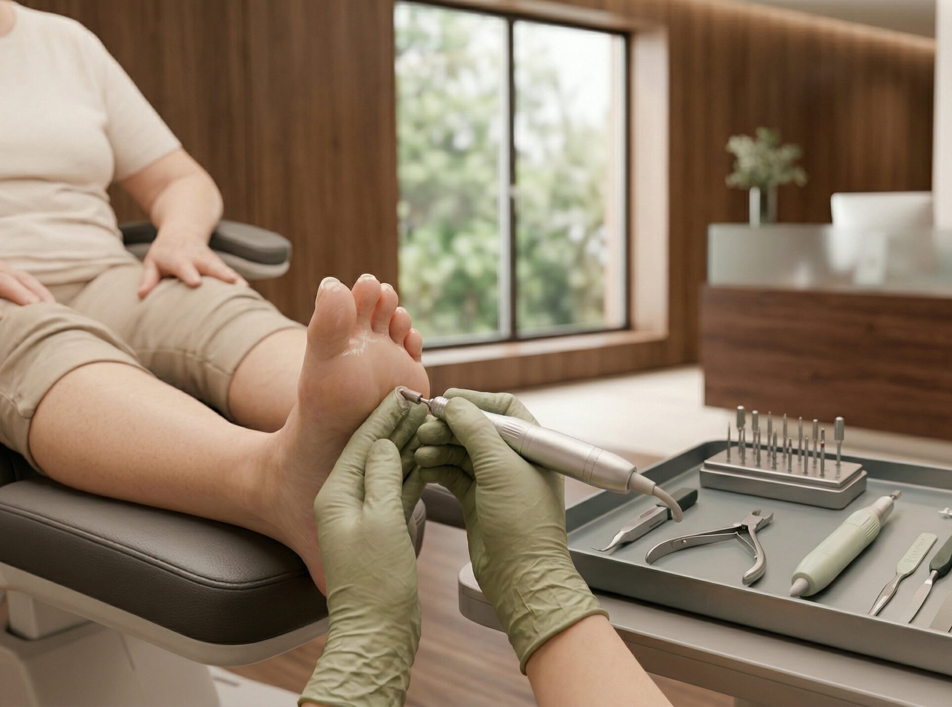 Kaltplasma-Therapie gegen Nagelpilz im Podologikum Heilstätten. Nagelkorrektur