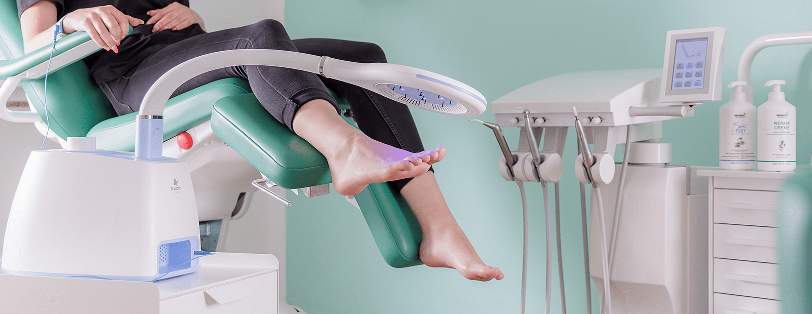 Kaltplasma-Therapie gegen Nagelpilz im Podologikum Heilstätten.